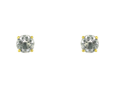 9ct Yellow Gold Birthstone Earrings 5mm Round White Topaz - April - Standard Image - 2
