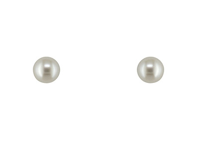 9ct Yellow Gold Birthstone Earrings 5mm Round Cultured Freshwater Pearl - June - Standard Image - 2
