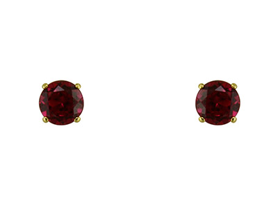 9ct Yellow Gold Birthstone Earrings 5mm Round Created Ruby - July - Standard Image - 2