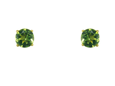 9ct Yellow Gold Birthstone Earrings 5mm Round Peridot - August - Standard Image - 2