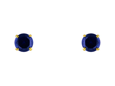 9ct Yellow Gold Birthstone Earrings 5mm Round Created Sapphire -        September - Standard Image - 2