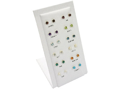 9ct Yellow Gold Birthstone Earrings 5mm Round Created Ruby - July - Standard Image - 3