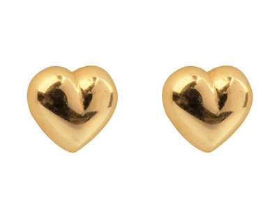 9ct Yellow Gold Plain Heart Stud   Earrings - Standard Image - 1