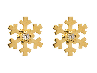 Sterling Silver and Gold Vermeil Snowflake Earrings-645-3321