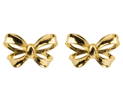 9ct Yellow Gold Ribbon Stud        Earrings - Standard Image - 1