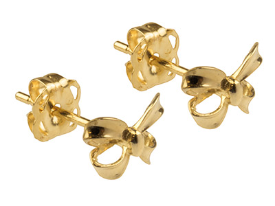 9ct Yellow Gold Ribbon Stud        Earrings - Standard Image - 2