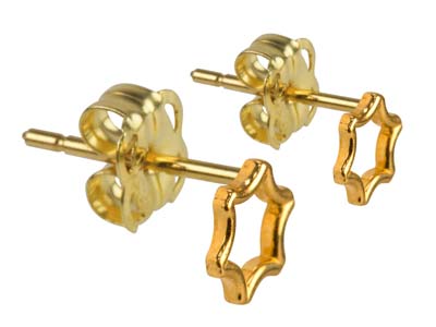 9ct Yellow Gold Star Outline Stud  Earrings - Standard Image - 2