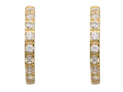 9ct Yellow Gold Hoop Earrings Set  With Cubic Zirconia - Standard Image - 1