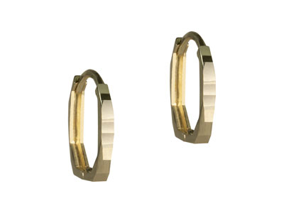 9ct Yellow Gold Hexagon Hoop       Earrings - Standard Image - 2