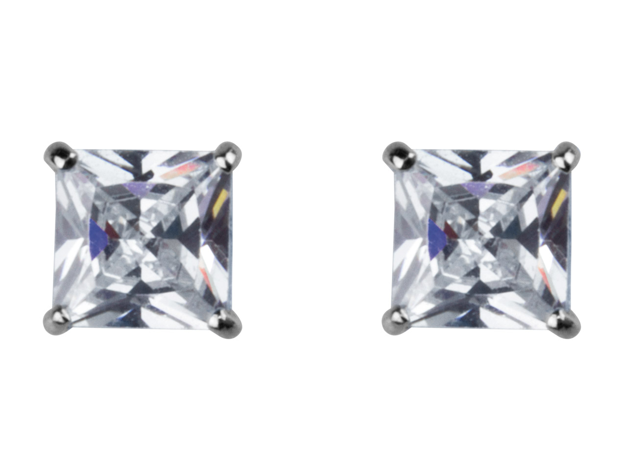 9ct White Gold 4mm Cubic Zirconia Square Stud Earring