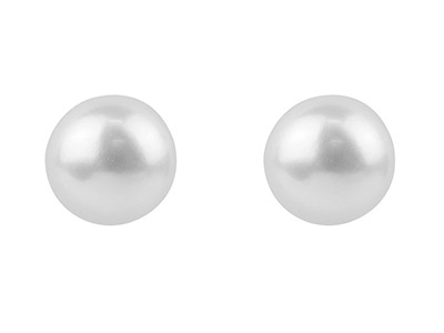 Sterling Silver 6-6.5mm Round White Pearl Stud Earrings