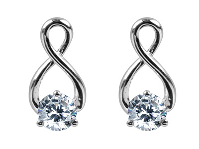 Sterling Silver Earrings           Cubic Zirconia Twist