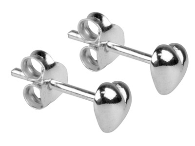Sterling Silver Earrings Heart Stud - Standard Image - 2