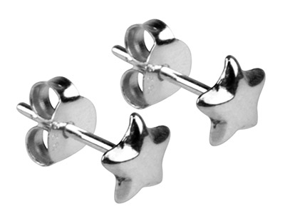 Sterling Silver Earrings Star Stud - Standard Image - 2