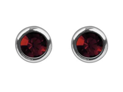 Sterling Silver Earrings January   Birthstone 4mm Garnet Crystal - Standard Image - 2