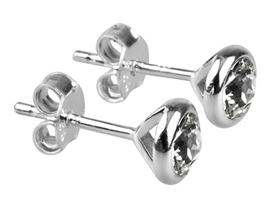 Sterling Silver Earrings April     Birthstone 4mm Clear Crystal