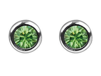 Sterling Silver Earrings August    Birthstone 4mm Peridot Crystal - Standard Image - 2