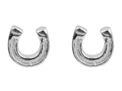 Sterling Silver Earrings Lucky     Horseshoe Stud