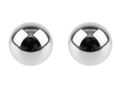 Sterling Silver Earrings Pair 5mm  Ball Studs With Scroll - Standard Image - 1