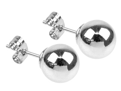 Sterling Silver Earrings Pair 5mm  Ball Studs With Scroll - Standard Image - 2