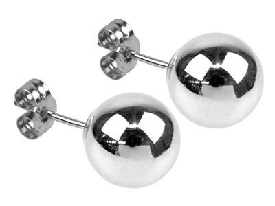 Sterling Silver Earrings Pair 6mm  Ball Studs With Scroll - Standard Image - 2