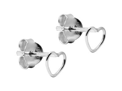 Sterling Silver Heart Outline Stud Earrings - Standard Image - 2