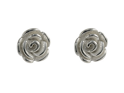 Sterling Silver Rose Stud Earrings