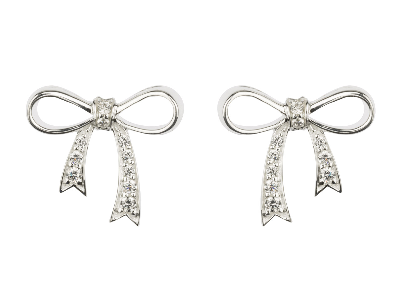 Sterling Silver Bow Stud Earring Set With Cubic Zirconia Sterling Silver Bow Stud Earring Set With Cubic Zirconia