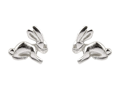 Sterling Silver Small Rabbit Stud Earrings - cooksongold.com