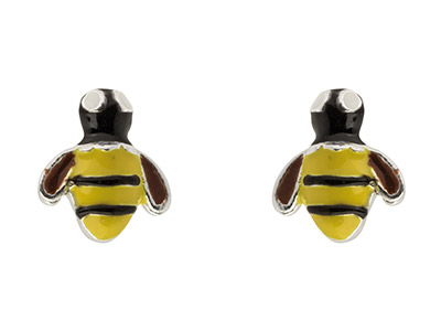 Sterling Silver Bumble Bee Enamel  Stud Earrings