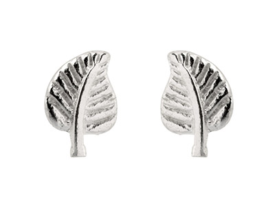 Sterling Silver Leaf Stud Earrings