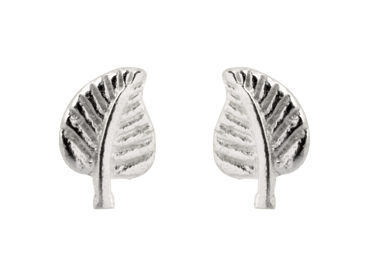 Sterling Silver Leaf Stud Earrings - cooksongold.com