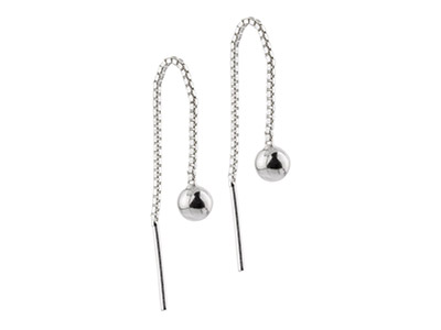 Sterling Silver Threadable Earrings With Silver Ball