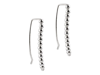 Sterling Silver Ball Ear Climber   Earrings - Standard Image - 2