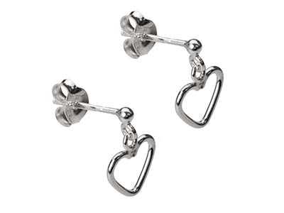 Sterling Silver Heart Design Drop  Earrings - Standard Image - 2