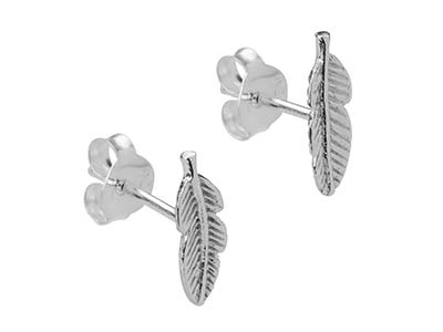 Sterling Silver Feather Design Stud Earrings - Standard Image - 2