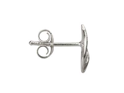 Sterling Silver Leaf Design Stud   Earrings - Standard Image - 3