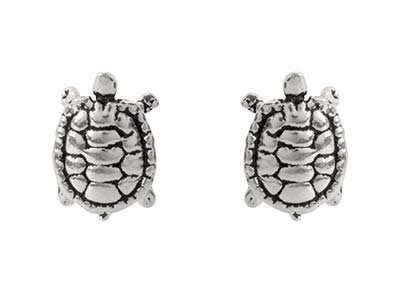 Sterling Silver Turtle Design Stud Earrings