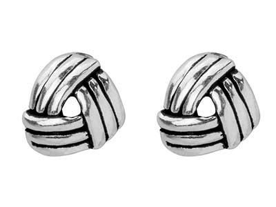 Sterling Silver Flat Knot Design   Stud Earrings - Standard Image - 1