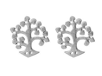 Sterling Silver Tree Of Life Design Stud Earrings - Standard Image - 1