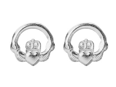 Sterling Silver Claddagh Design    Stud Earrings
