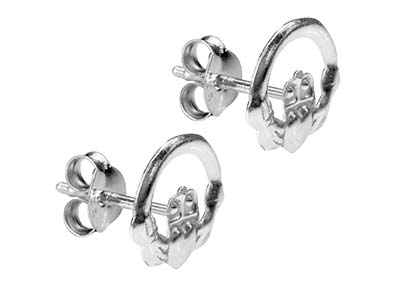 Sterling Silver Claddagh Design    Stud Earrings - Standard Image - 2