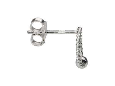 Sterling Silver Round Rope Design  Stud Earrings - Standard Image - 3