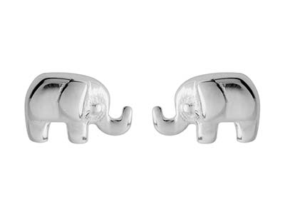 Sterling Silver Elephant Design    Stud Earrings - Standard Image - 1