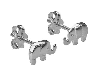 Sterling Silver Elephant Design    Stud Earrings - Standard Image - 2