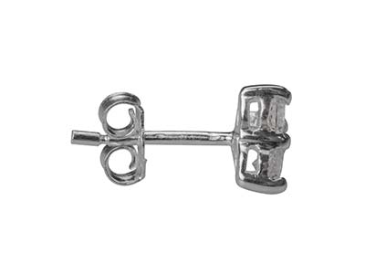 Sterling Silver Three              Cubic Zirconia Stud Earrings - Standard Image - 3
