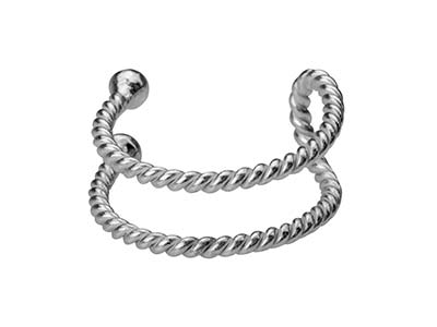 Sterling Silver Rope Design Cuff   Earring Sold Individually - Standard Image - 1