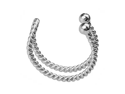 Sterling Silver Rope Design Cuff   Earring Sold Individually - Standard Image - 2