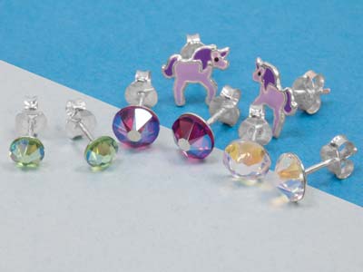 Sterling Silver Crystal Shimmer    Earrings - Standard Image - 4