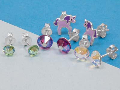 Sterling Silver Crystal Shimmer    Earrings - Standard Image - 4